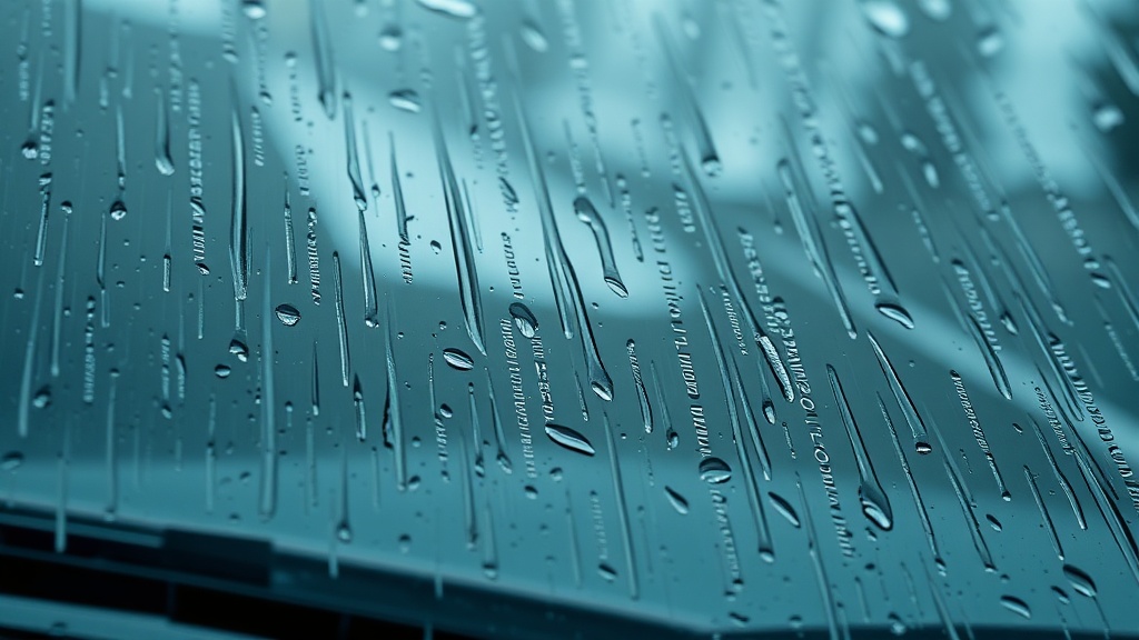 비 내리는 날 자동차 앞유리에서 와이퍼가 작동하며 소음을 유발하는 마찰 현상